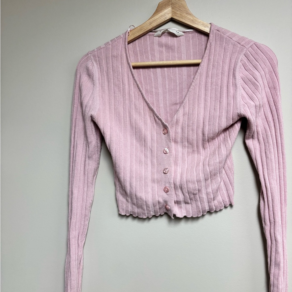Bluenotes Pink Ribbed Cardigan - Picture 2 of 2